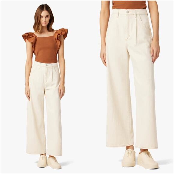 JOE’S JEANS The Pleated Wide Leg Ankle Pant in Natural - Picture 1 of 12